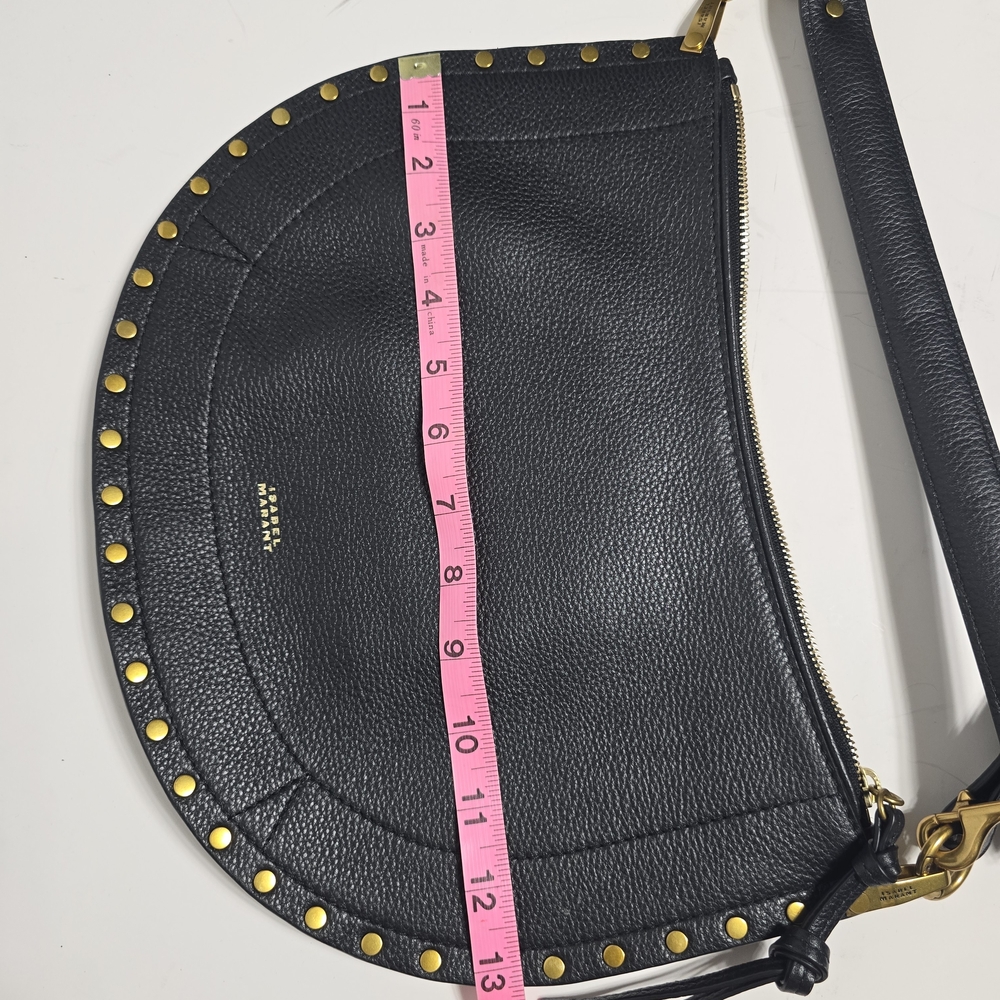 Isabel Marant Black Leather Studded Saddle Shoulder Bag - Picture 11 of 14